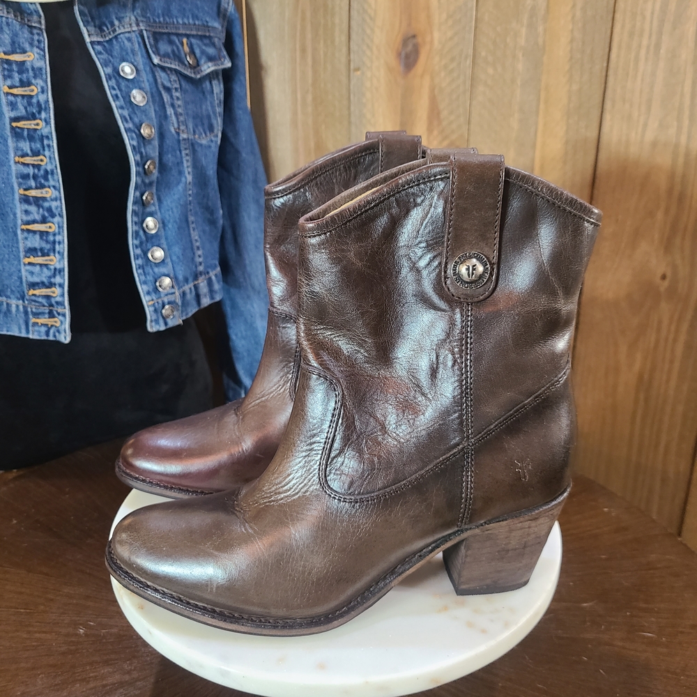 Frye Brown Leather Ankle Boots - Picture 5 of 7